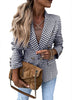 Autumn Turn-Down Collar Women Outerwear Office Lady Elegant Plaid Print Blazer Coat Spring Casual Long Sleeve Jacket