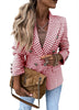 Autumn Turn-Down Collar Women Outerwear Office Lady Elegant Plaid Print Blazer Coat Spring Casual Long Sleeve Jacket