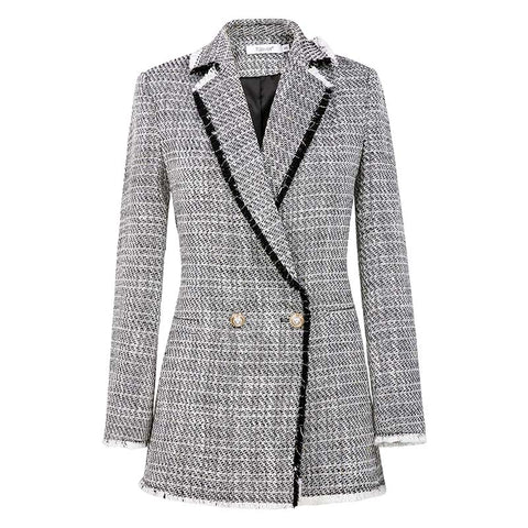 Autumn Fashion White Blazer Suit Women Sweet Double Breasted Female Long Sleeve Ladies Office Casual Blazer Jackets Coat Zevrez