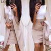 Autumn Formal Dress Suits Women Long Sleeve Blazer Jacket And Bodycon Mini Dress Office Wear 2 Piece Female Sets Garnitur Dress