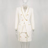 Autumn Formal Women Skirt Suits Double Breasted Shawl Collar Blazer Jacket+Mini Pencil Skirt Two Piece Set Outfits Women Suits