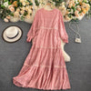 Autumn Hollow Out Long Dress Women Casual Flare Long Sleeve O-neck Embroidery Maxi Dresses Female Vintage Fall 2022