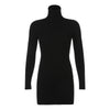 Autumn Knitted Bodycon Mini Dress High Collar Long Sleeve Slim Sweater Dresses For Women Autumn Winter Ladies Warm Pullovers