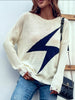 Autumn Knitted Sweaters Casual Loose Women Pullovers Lightning Pattern Long Sleeve Knitwear Vintage Streetwear O-Neck Sweaters