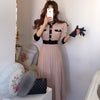 Autumn Korean Elegant Knitted Dresses Women Slim A-line High Waist Pleated Dress Female 2022 Gentle Lady Long sweater Base Dress