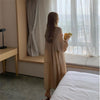 Autumn Korean Style Sweet Loose Boho Pullover Dresses For women O neck Long Sleeve Robe Brown Solid Color Long Maxi Vestidos New