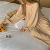 Autumn Korean Style Sweet Loose Boho Pullover Dresses For women O neck Long Sleeve Robe Brown Solid Color Long Maxi Vestidos New