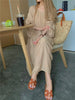 Autumn Korean Style Sweet Loose Boho Pullover Dresses For women O neck Long Sleeve Robe Brown Solid Color Long Maxi Vestidos New