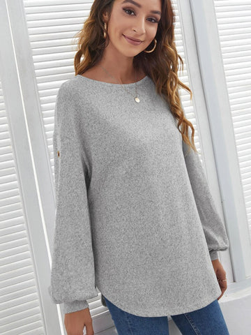 Autumn Lantern Long Sleeve T-shirt Casual Loose Women Tops Comfortable Solid O Neck Streetwear Female Vintage Basic Simply Tops