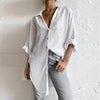 Autumn Linen Women Blouses Casual Loose Button Down Shirts Elegant Solid Long Sleeve Cardigan Tops Female Vintage Lapel Blouses