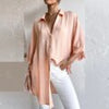 Autumn Linen Women Blouses Casual Loose Button Down Shirts Elegant Solid Long Sleeve Cardigan Tops Female Vintage Lapel Blouses