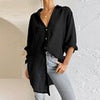 Autumn Linen Women Blouses Casual Loose Button Down Shirts Elegant Solid Long Sleeve Cardigan Tops Female Vintage Lapel Blouses