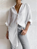 Autumn Linen Women Blouses Casual Loose Button Down Shirts Elegant Solid Long Sleeve Cardigan Tops Female Vintage Lapel Blouses