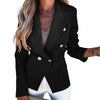 Autumn Long Sleeve Office Lady Lapel Blazer Jackets Coats Elegant Double Buttoned Suit Women Solid Slim Blazer Jackets chaquetas