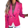 Autumn Long Sleeve Office Lady Lapel Blazer Jackets Coats Elegant Double Buttoned Suit Women Solid Slim Blazer Jackets chaquetas