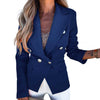 Autumn Long Sleeve Office Lady Lapel Blazer Jackets Coats Elegant Double Buttoned Suit Women Solid Slim Blazer Jackets chaquetas