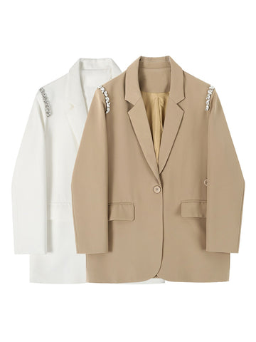 Autumn Long-Sleeved Solid Color Simple And Fashionable Jacket Female Woman Clothes Office Wear Blazer Coat Vintage Female Outerw