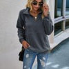 Autumn Loose Sweatshirt Women Casual Half-Zipper Pullover Solid Long Sleeve Lapel Top Female Streetwear Vintage Women Sweatshirt