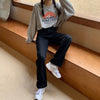 Autumn Denim Back Women Jeans High Waist Loose Straight Pants Casual Female black Trousers Large Size Mom Long Pants