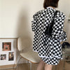 Autumn Plaid Women Sets V-neck Long Sleeved Jacket + High Waist Mini Skirts Korean Two-Piece Suit Female