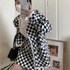 Autumn Plaid Women Sets V-neck Long Sleeved Jacket + High Waist Mini Skirts Korean Two-Piece Suit Female