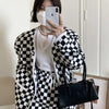 Autumn Plaid Women Sets V-neck Long Sleeved Jacket + High Waist Mini Skirts Korean Two-Piece Suit Female