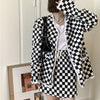 Autumn Plaid Women Sets V-neck Long Sleeved Jacket + High Waist Mini Skirts Korean Two-Piece Suit Female