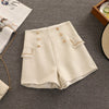 Autumn Small Fragrance Tweed 2 Piece Set Women Chain Trim Tassel Patchwork Shirt Blouse + Shorts Suits Korean Outfit