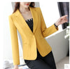 Autumn New Solid Black Women Blazer Long Sleeve One Button Pocket Brief Elegant Coats Mid-Waist Slim Chic Ladies Blazers L1533