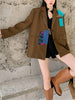 Autumn Suit Coat Ladies Color-bock Patchwork Asymmetric Long Sleeve Loose Blazer Women's Clothing
