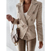 Autumn Suit Jacket Women Casual Double Breasted Suit Plaid Blazer Jacket Female Print Temperament Commuter Wear NEW