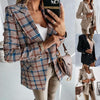 Autumn Suit Jacket Women Casual Double Breasted Suit Plaid Blazer Jacket Female Print Temperament Commuter Wear NEW