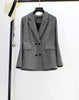Autumn New Vintage Plaid Blazer jacket Formal Slim Long Sleeve Plus Size Casual Suit coat Women Double Breasted Blazers