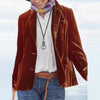 Autumn Women Golden Velvet Small Suit Jacket Slim Solid Color Long Sleeve Blazer 2023 Office Lady Party Blazers
