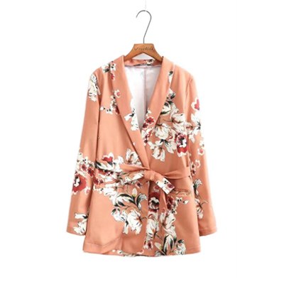 Autumn Notched Collar Women Floral Vintage Blazer 2022 New Pockets Ladies Outwear Female Jackets Casual Sashes Coat High Quality