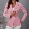 Autumn Office Blazer For Women 2023 Elegant ladies Slim Fit Outerwear Lapel Long Sleeve Flap Pockets Solid Color Double Breasted