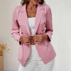 Autumn Office Blazer For Women 2023 Elegant ladies Slim Fit Outerwear Lapel Long Sleeve Flap Pockets Solid Color Double Breasted