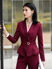 Autumn Office Lady Top Blazers Solid Long Sleeves Coat Cardigan Button Casual Suit Navy Blue Draped Slim Women Wine Red Jacket