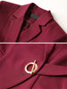 Autumn Office Lady Top Blazers Solid Long Sleeves Coat Cardigan Button Casual Suit Navy Blue Draped Slim Women Wine Red Jacket