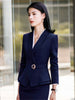 Autumn Office Lady Top Blazers Solid Long Sleeves Coat Cardigan Button Casual Suit Navy Blue Draped Slim Women Wine Red Jacket