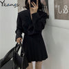 Autumn Office Shorts Elegant Solid Blazer Women Y2k Harajuku High Waist Casual Pleated Skirts Suit Jacket OL Skirt Two Piece Set