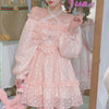 Autumn Pink Sweet Lolita Dress Women Japanese Kawaii Fairy Party Mini Dress Female Korean Lace Halter Cute Princess Dress 2022