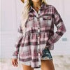 Autumn Plaid Shirt For Women Vintage Print Blouse Shirt Casual Outerwear Long Sleeve Office Lady Tops Female Streetwear