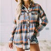 Autumn Plaid Shirt For Women Vintage Print Blouse Shirt Casual Outerwear Long Sleeve Office Lady Tops Female Streetwear