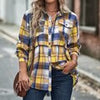 Autumn Plaid Shirt For Women Vintage Print Blouse Shirt Casual Outerwear Long Sleeve Office Lady Tops Female Streetwear
