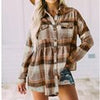 Autumn Plaid Shirt For Women Vintage Print Blouse Shirt Casual Outerwear Long Sleeve Office Lady Tops Female Streetwear