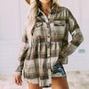 Autumn Plaid Shirt For Women Vintage Print Blouse Shirt Casual Outerwear Long Sleeve Office Lady Tops Female Streetwear