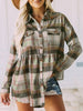 Autumn Plaid Shirt For Women Vintage Print Blouse Shirt Casual Outerwear Long Sleeve Office Lady Tops Female Streetwear