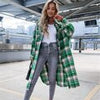 Autumn Plaid Shirts Women Casual Loose Long Coat Elegant Vintage Lapel Extended Blouses Long Sleeve Office Ladies Shirts