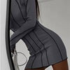 Autumn Sexy Bodycon Dress Women Striped Y2K Mini Dress Elegant Casual Party Dress Female Solid Slim Long Sleeve Dress